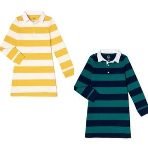 Size Medium 6X New Girls Blue/Green and Yellow/White Rugby Dresses